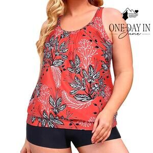 Aqua Eve Boyshort Bouson Tankini Swimsuit Size S